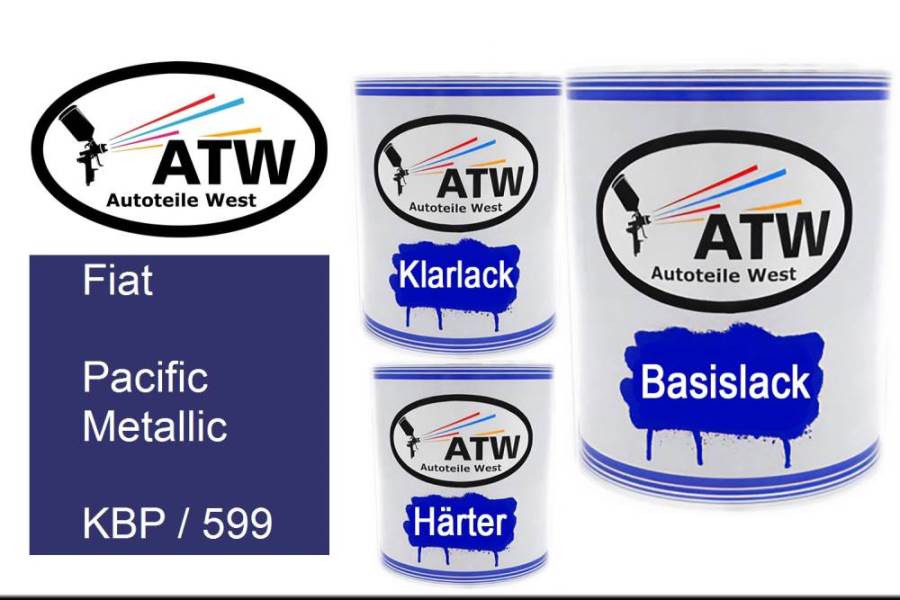 Fiat, Pacific Metallic, KBP / 599: 1L Lackdose + 1L Klarlack + 500ml Härter - Set, von ATW Autoteile West.